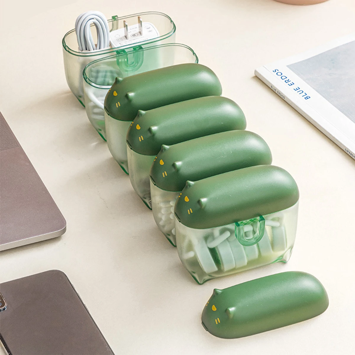 Data Cable Storage Box Portable Charging Cable Case with Lid Cute Mini Cable Organizer Box Multifunctional Reusable Data Cable