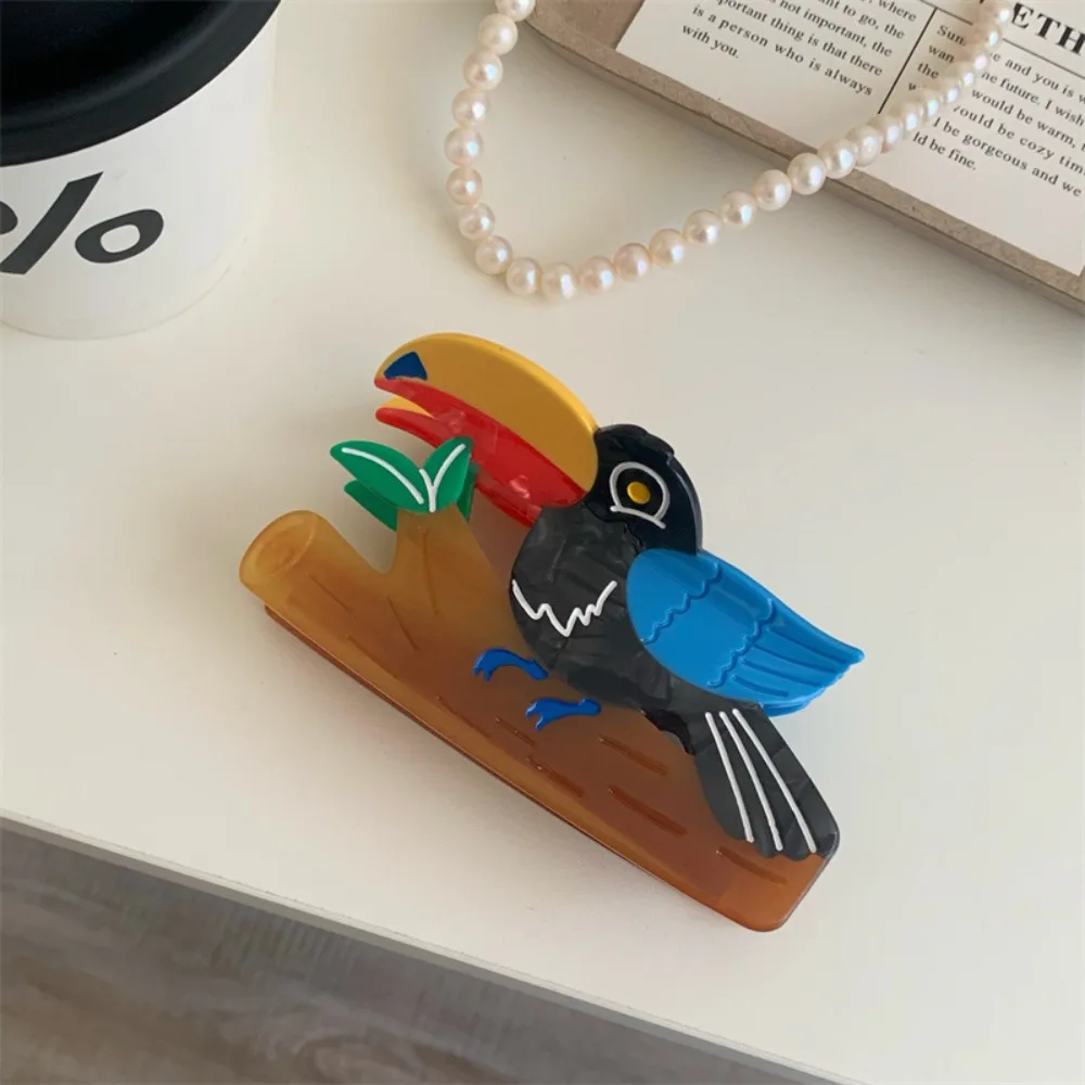 

Sweet Cartoon Acetate Hair Claw Headwear Creative Animal Hair Clip Woodpecker Hair Accessories Bird Shark Clip Daily