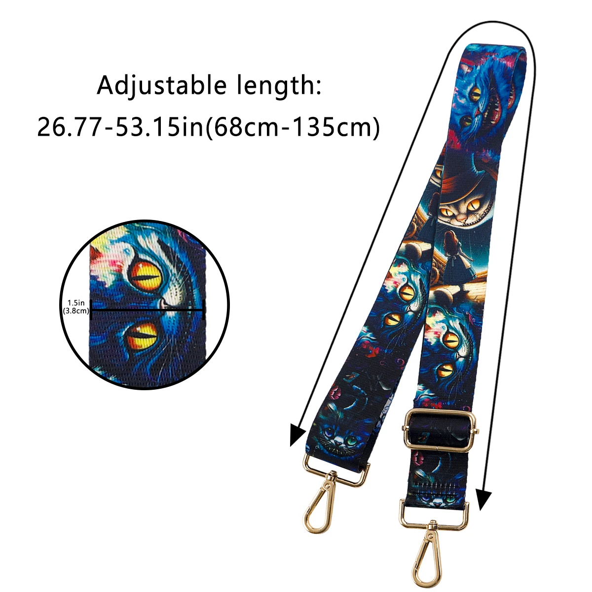 Cartoon Movie Cool Cat Bag Strap Woman Colored Straps for Crossbody Messenger Shoulder Bag Accessories Adjustable Belts Straps