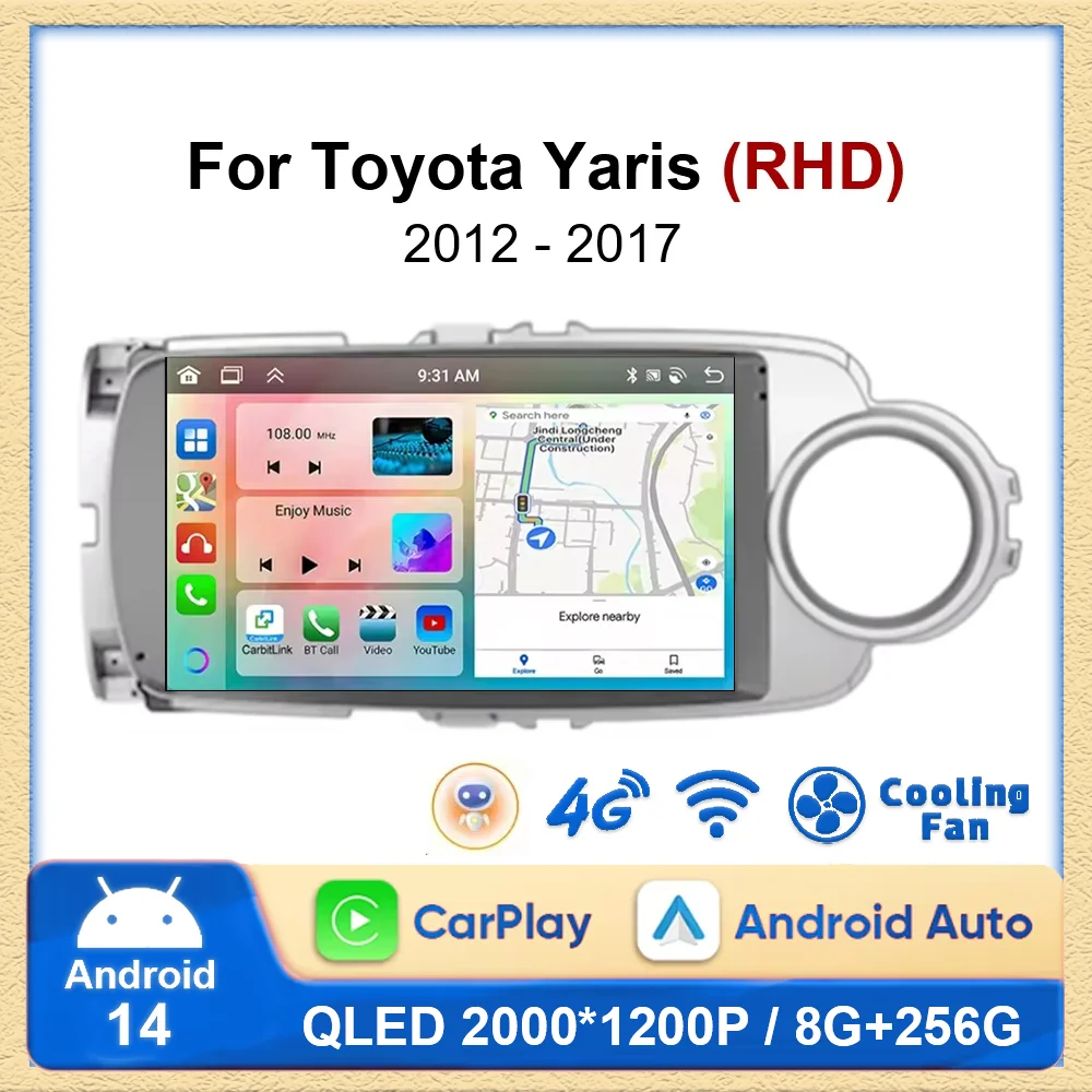 

Android 14 Auto Car Radio Multimedia Video For Toyota Yaris RHD 2012 - 2017 Wireless Carplay Stereo GPS Navigation No 2din