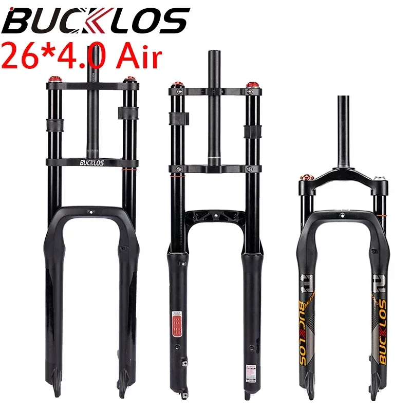 BUCKLOS 26*4.0 Bike Fork Air Suspension Bicycle Fat Fork Aluminum Alloy Snow Beach MTB Bicycle Fork for 4.0 Bike Tire Bike Part