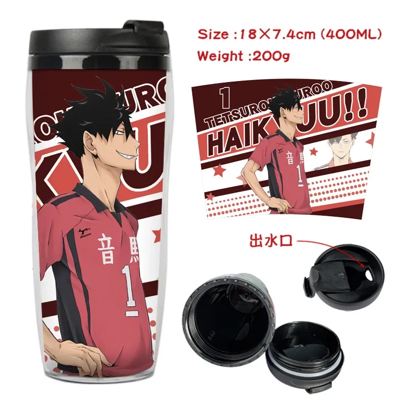 400ml Anime Wasser Tasse Haikyuu!! Shoyo Hinata Kageyama Tobio Daichi Student Cartoon Junge Mädchen Schule isolierte Plastik becher