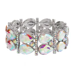 Women's Elastic Bracelet Double Drop-shaped Rhinestone Party Bangles