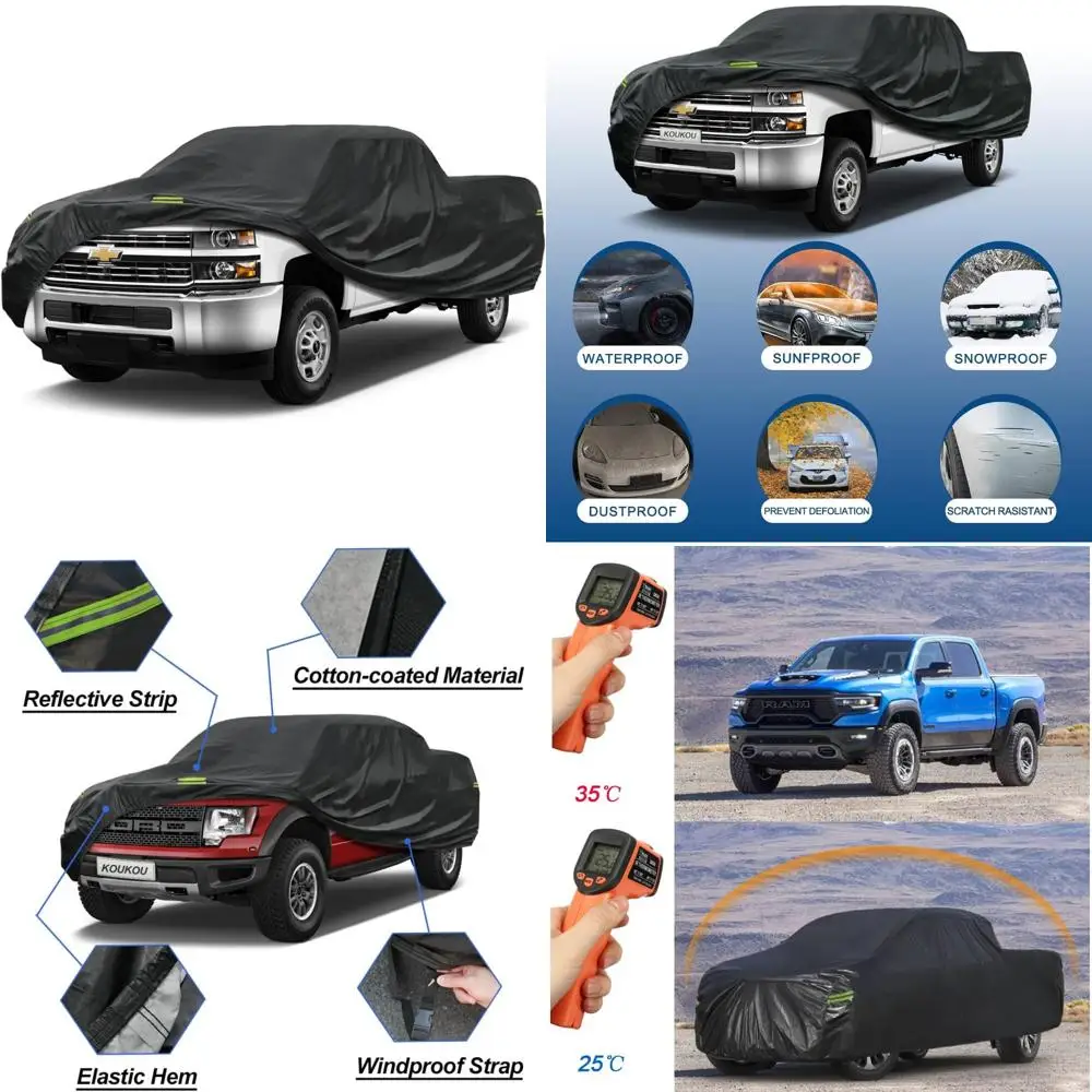 

Universal Heavy Duty Waterproof Pickup Truck Cover, All Weather Protection for Lengths 229-242 Inches, Outdoor Use, 7-Layer Dura