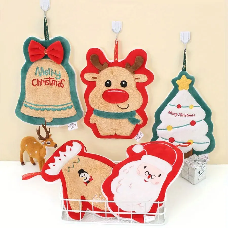 

Christmas Hand Towel Hanging Cute Super Absorbent Thick Bathroom Children's Handkerchief Hand Towel Pendant Decoration