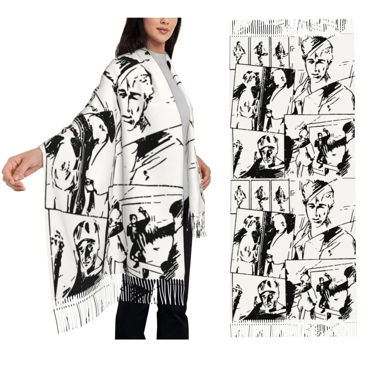 

A-Ha Classic 80S Music Video Take On Me Супер шарф Шарфы с кисточками для женщин Теплые шали и накидки Длинная осенне-зимняя шаль