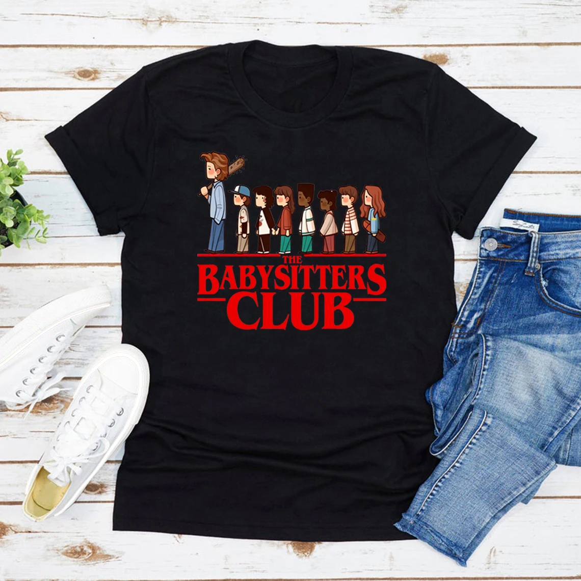 Babysitters Club T-Shirt Pop Culture Mashup Tee Women Short Sleeve T-shirts Streetwear Tops Funny TV Show Fan Crewneck Gift