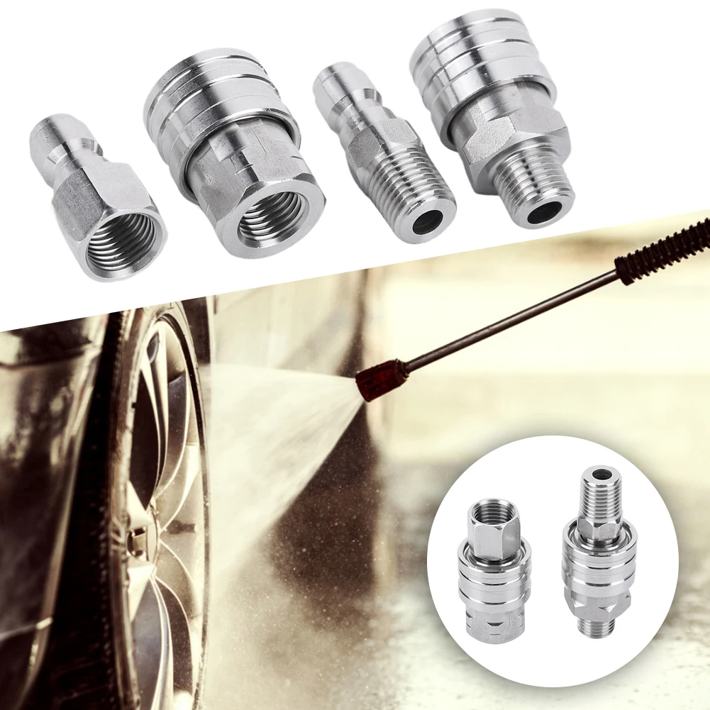 4Pcs Pipe Hose Adapter Internal External Thread 1/4 Inch Quick Connect Pressure Washer Fittings High Pressure Washer Adapter Set