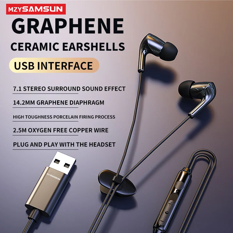 

Wired Headphones L01 In Ear Earbuds 7.1 Surround Sound Sport Waterproof Earphones Game Headset Graphene Ceramic With Mic