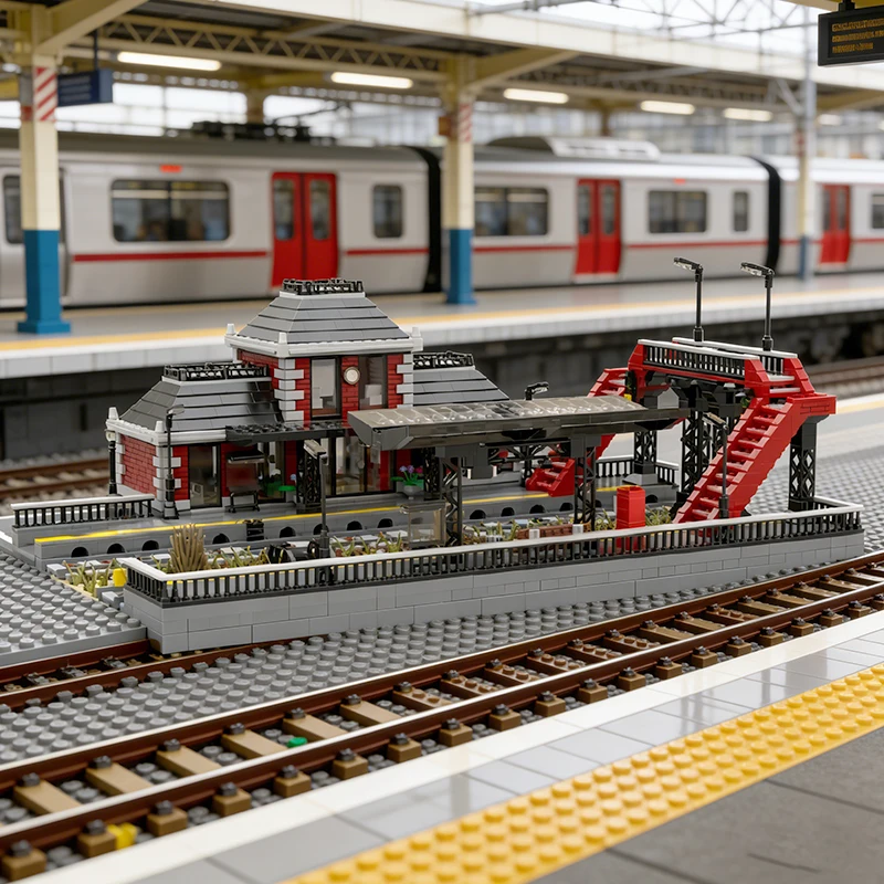 4281 PCS Construction Small City Train Station MOC Customize Modular Building Block Creative Design Simple DIY Assembly Toy Gift