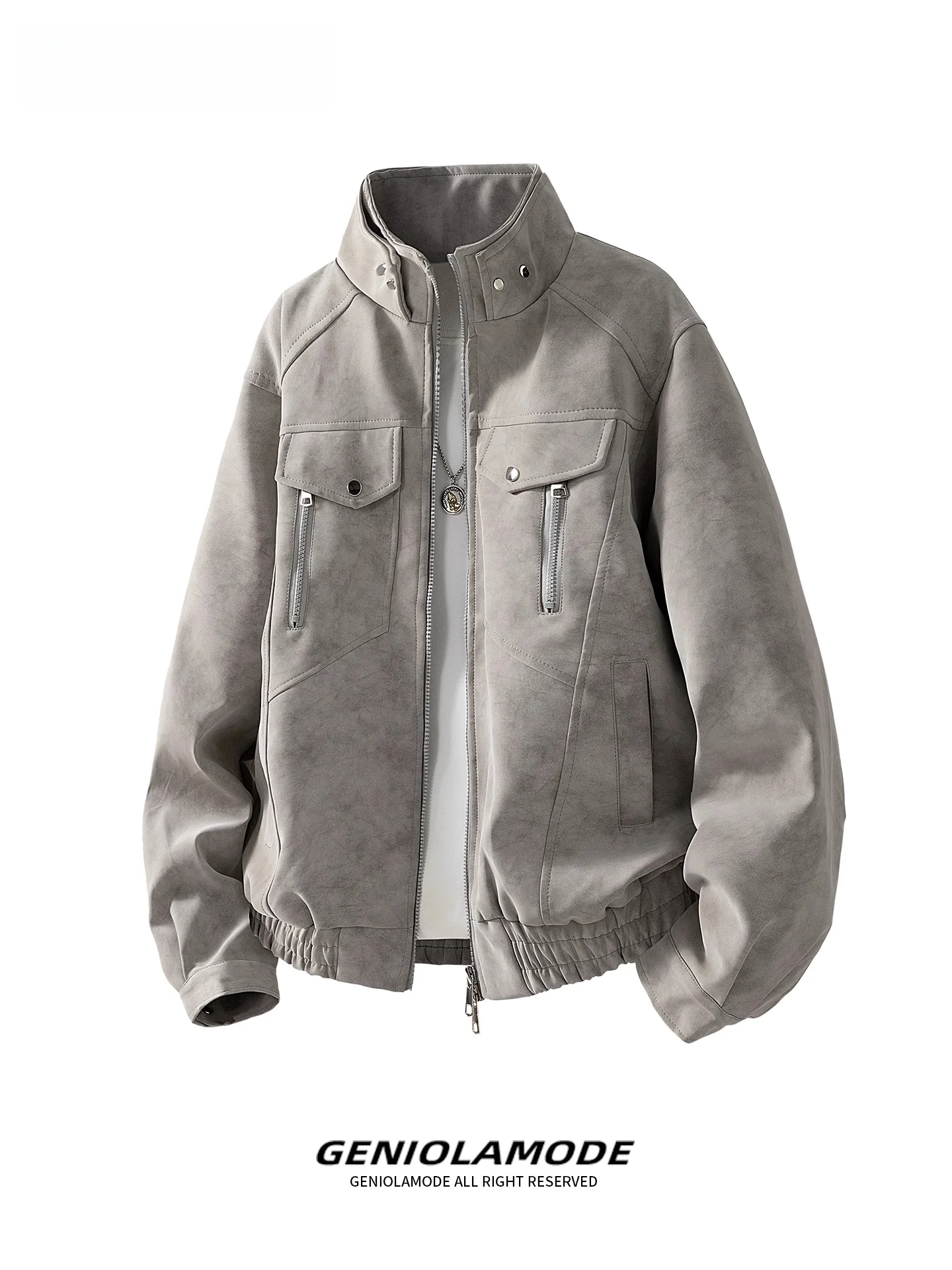 

Genio Lamode American Sle Heavyweight Python Jaet Men's Loose Detroit Leather Coat Autumn Winter New Arrival Outerwear