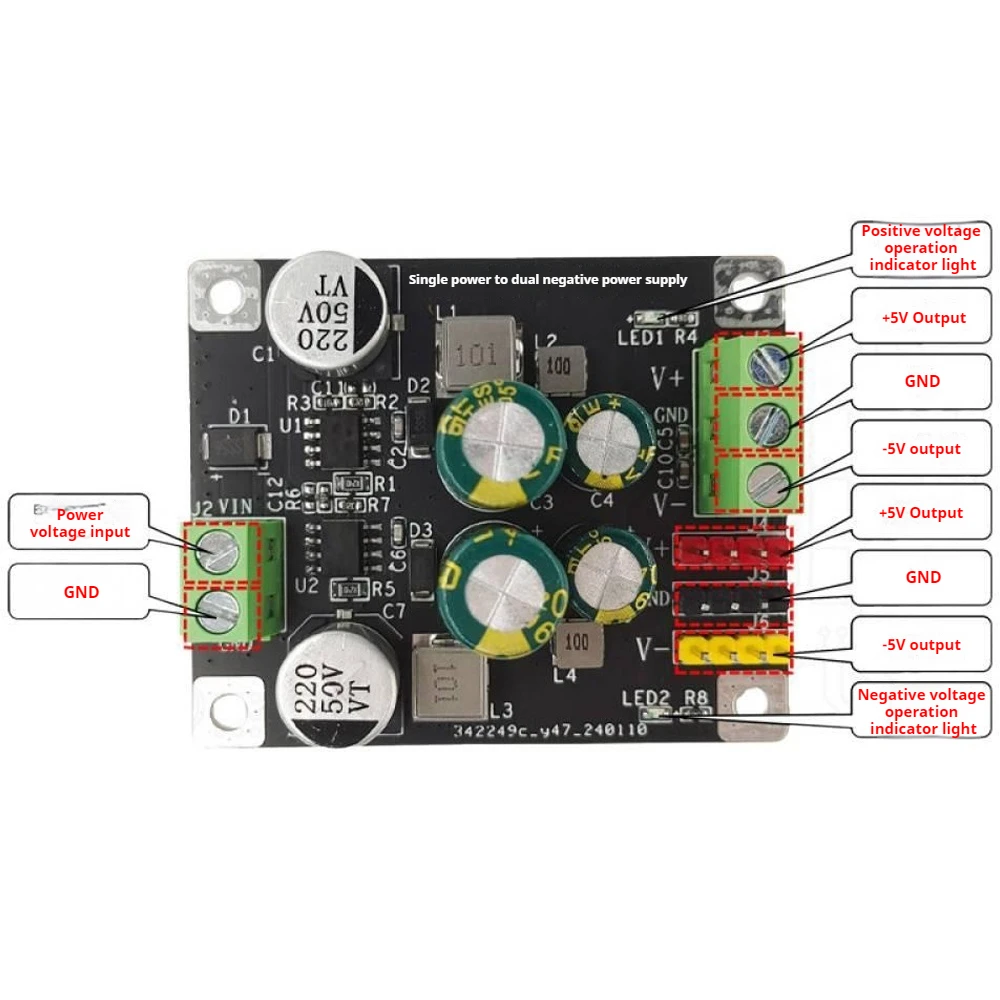 Single to Dual Power Supply Module 6.5V-35V Input to ±5V Output Ultra-Low Ripple 500mA Output Power Supply Module