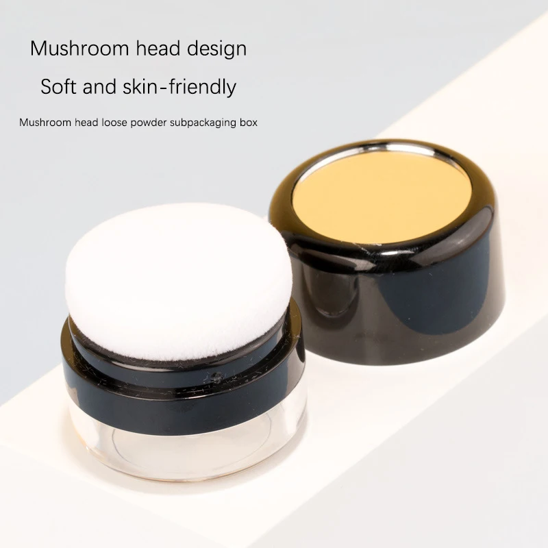 Powder Case With Mushroom Sponge Puff Portable Loose Powder Box With Mirror Travel Diy Cosmetic Foundation Powder Box