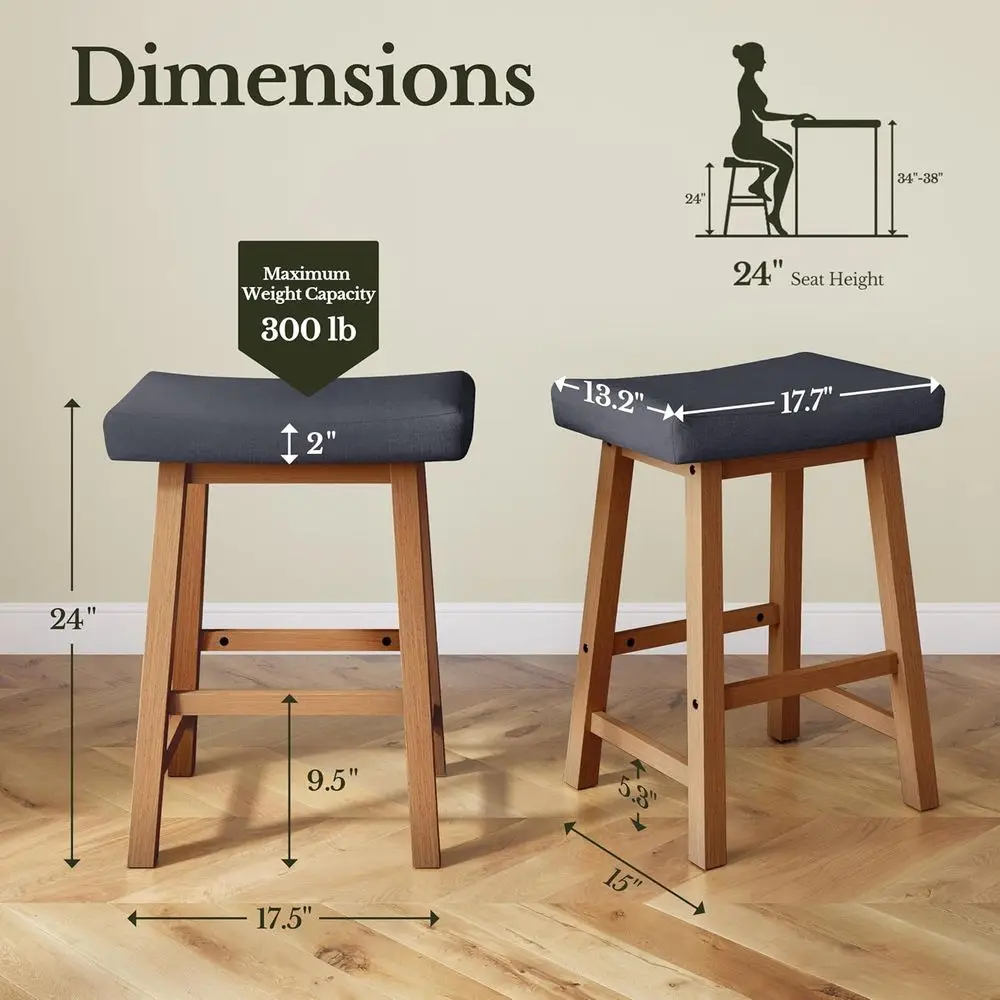 24 Inch Counter Height Bar Stools Set o 2, BacklStool Chair or Kitchen Counter Island with ootrests or Dining Room Small Space,