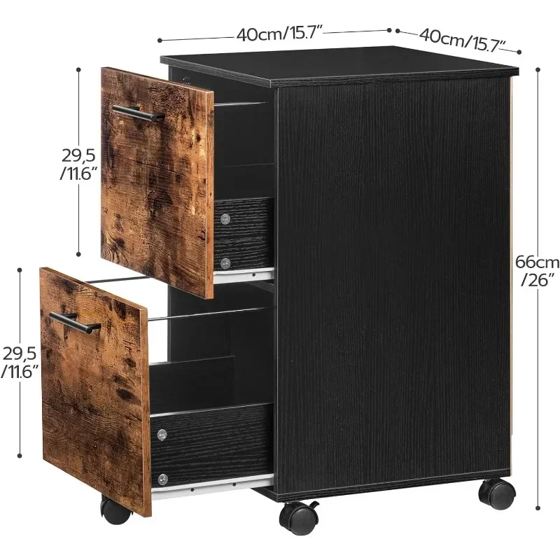 Wooden File Cabinet Mobile Printer Stand Rolling Office Cabinet with 5 Wheels for Home Office Letter A4 Size Folders US