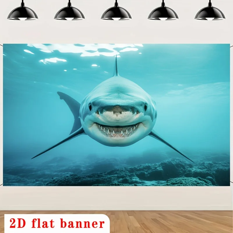 Shark Wall Tapestry Decor Ocean Marine Life Nautical Room Art Canvas Waterproof Tropical Sea Jungle Home Hanging Print Gift