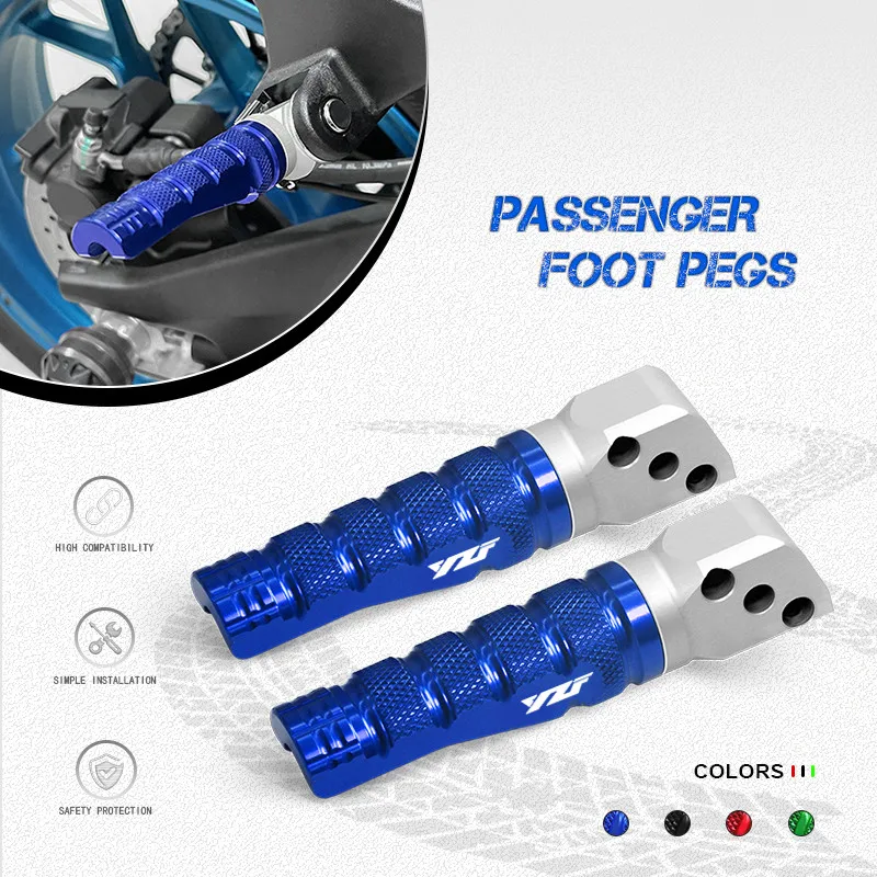 For YZFR1 YZFR3 YZFR6 YZFR25 2015-2025 Motorbike Modified Rear Passenger Foot Peg Footrests Footpeg Pedal CNC Accessories YZF