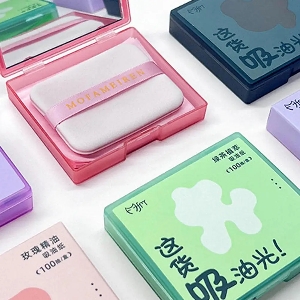 100 Sheets Oil Blotting Paper Matting Face Oil Control Wipes Facial Oil Absorbing Sheet Portable Refillable Facial Blotter