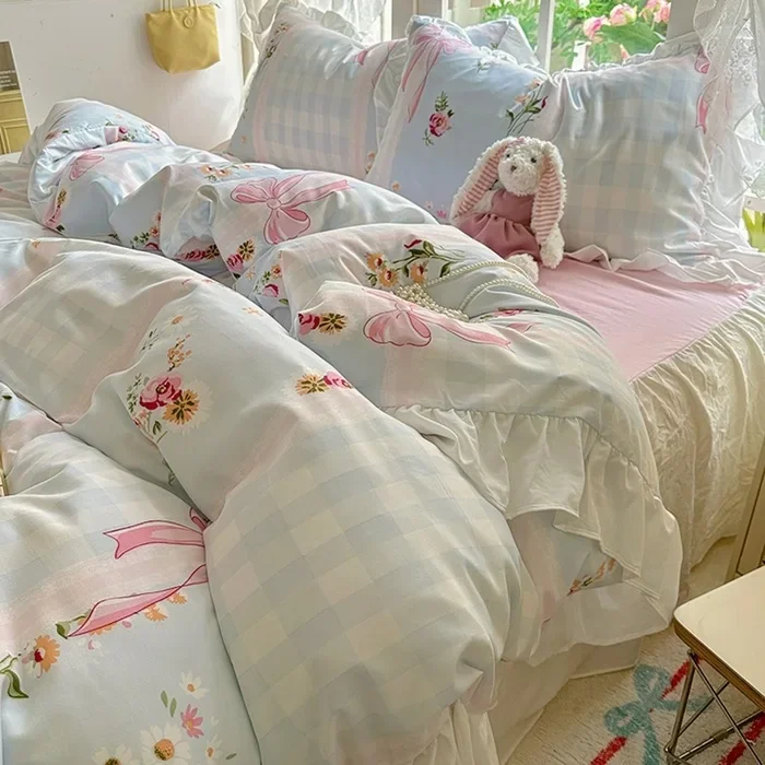 

New French South French Romantic Series Lace Printing Four-piece Set