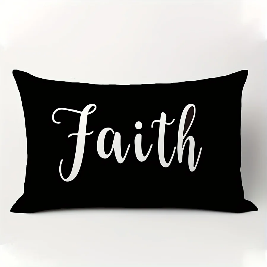 1pc Faith Minimalist Letter Printed Pillow Cover, Suitable for Sofa, Bedroom, Living Room, Study, Healing Gift for Faith Lovers.