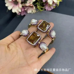 Turkish sultanite  stone purple diamond purple inlaid live bracelet, natural stone French vintage jewelry