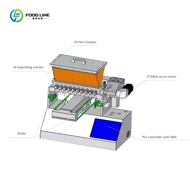 Small  Praline Automatic Sugar Truffle Chocolate Mold Filler Ball Filling Chip Roller Depositor Making Machine Table customized