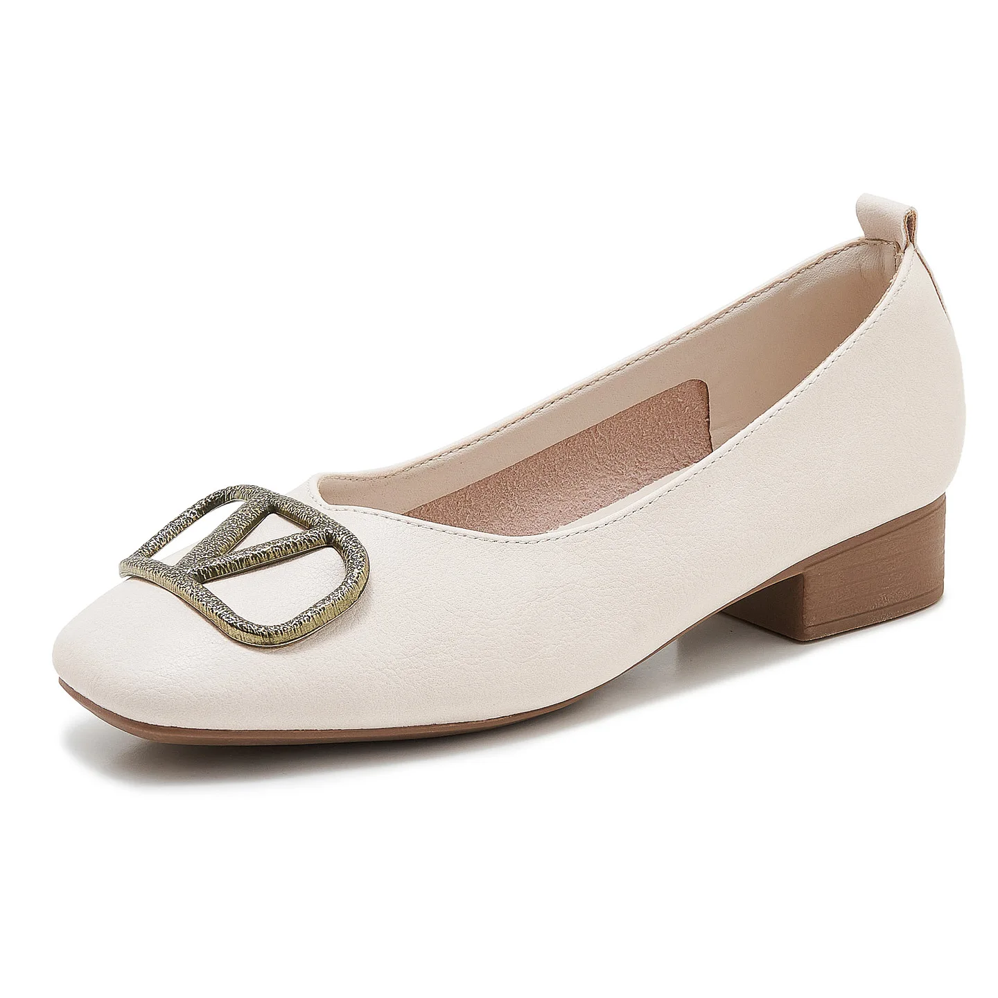 

2025 Spring and Autumn Fashionable Metal Buckle Decoration Women's Comfortable and Lightweight Heel Height 3CM Casual Shoes
