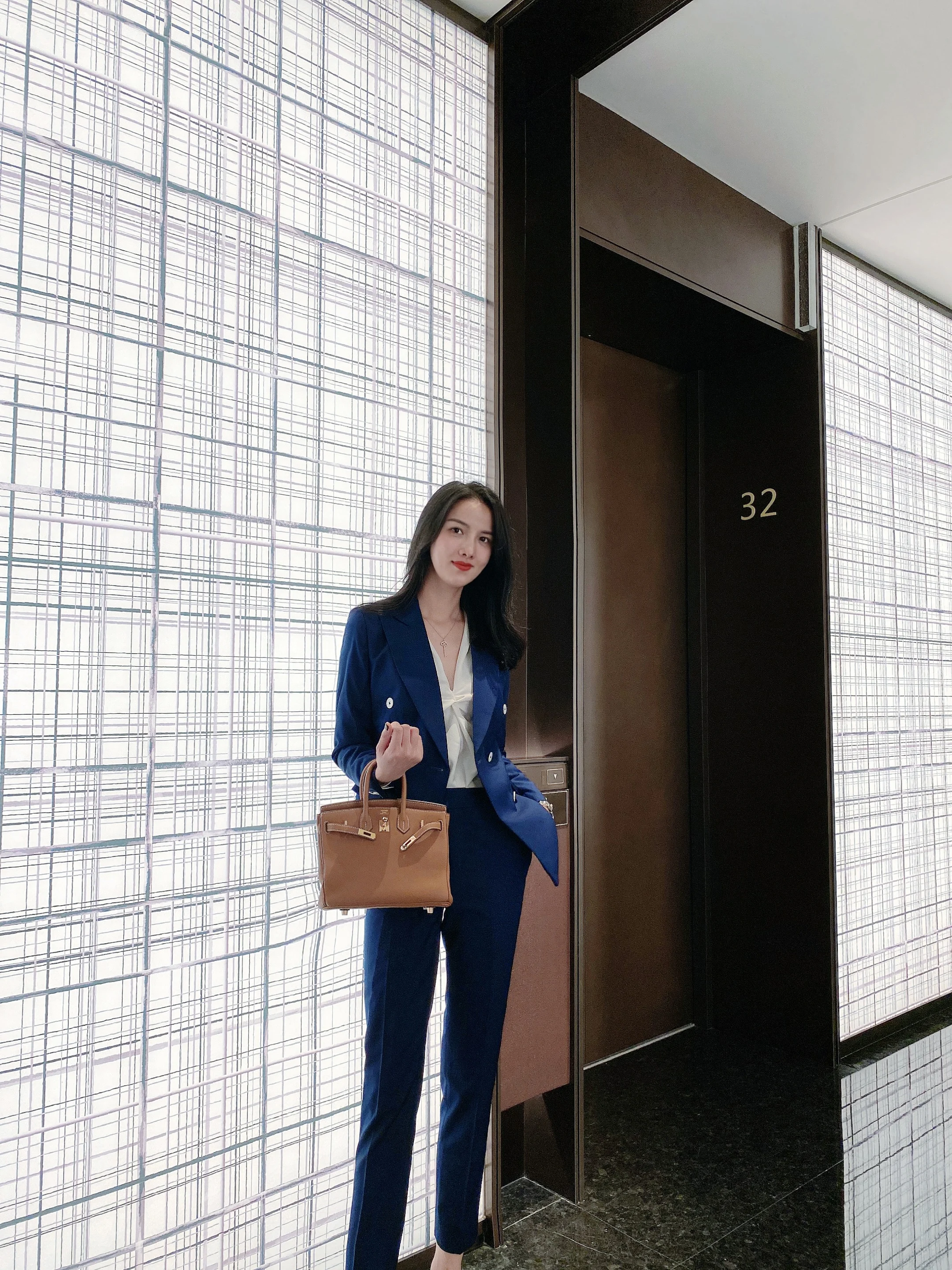 

New Sle Slim Fit Double Breasted Blue Workwear Suit Women's Profional Faion Design Long Sve Pure Color Busin Suit