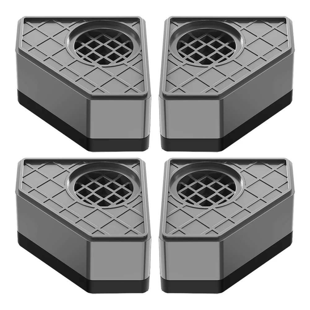 Tapetes para pés de máquina de lavar, 4 unidades, reforçados, absorventes de choque, almofadas para controle de vibração e segurança no chão, cinza