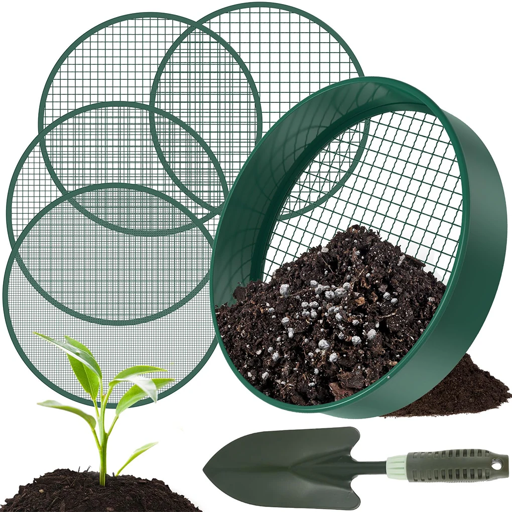 

Вибрационное сито для эффективной работы в саду включает 4 ситечка и лопата для сорняков. Компост самостоятельно.