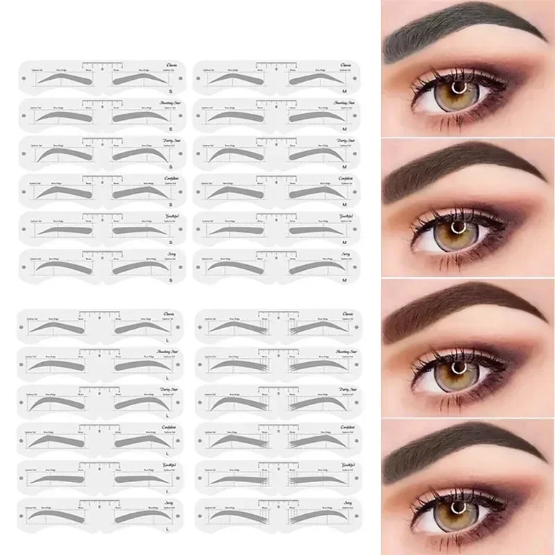 Heallor Muti-styles/Set Reusable Eyebrow Shaper DIY Ruler Stencil Soft Ruler Brow Definer Eyebrow Stamp Card Shaping Women Make