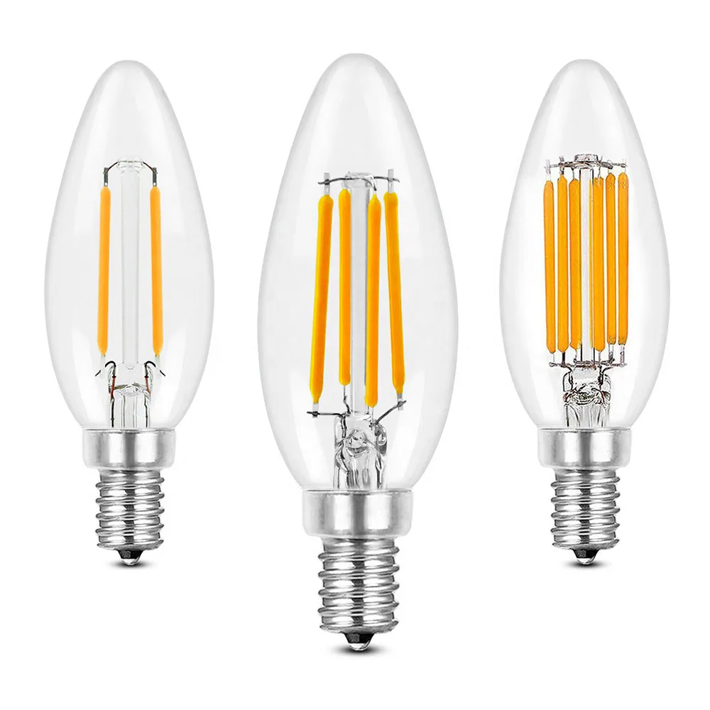 LED Filament Bulb E14 Retro Edison Lamp 220V 4W 8W 12W Vintage C35 C35L Candle Light Ampoule Lighting For Home Decor