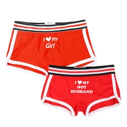 I LOVE MY GIRL Sexy Couples Cotton Underwear Men Boxer Shorts Homme Lingerie Women's Panties Lovers Underpants