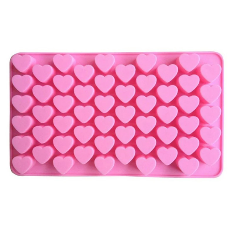 Molde de silicona antiadherente para Chocolate, 55 rejillas, pequeño corazón de amor, moldes para velas Diy, pequeño corazón, Mousse, pastel, grado