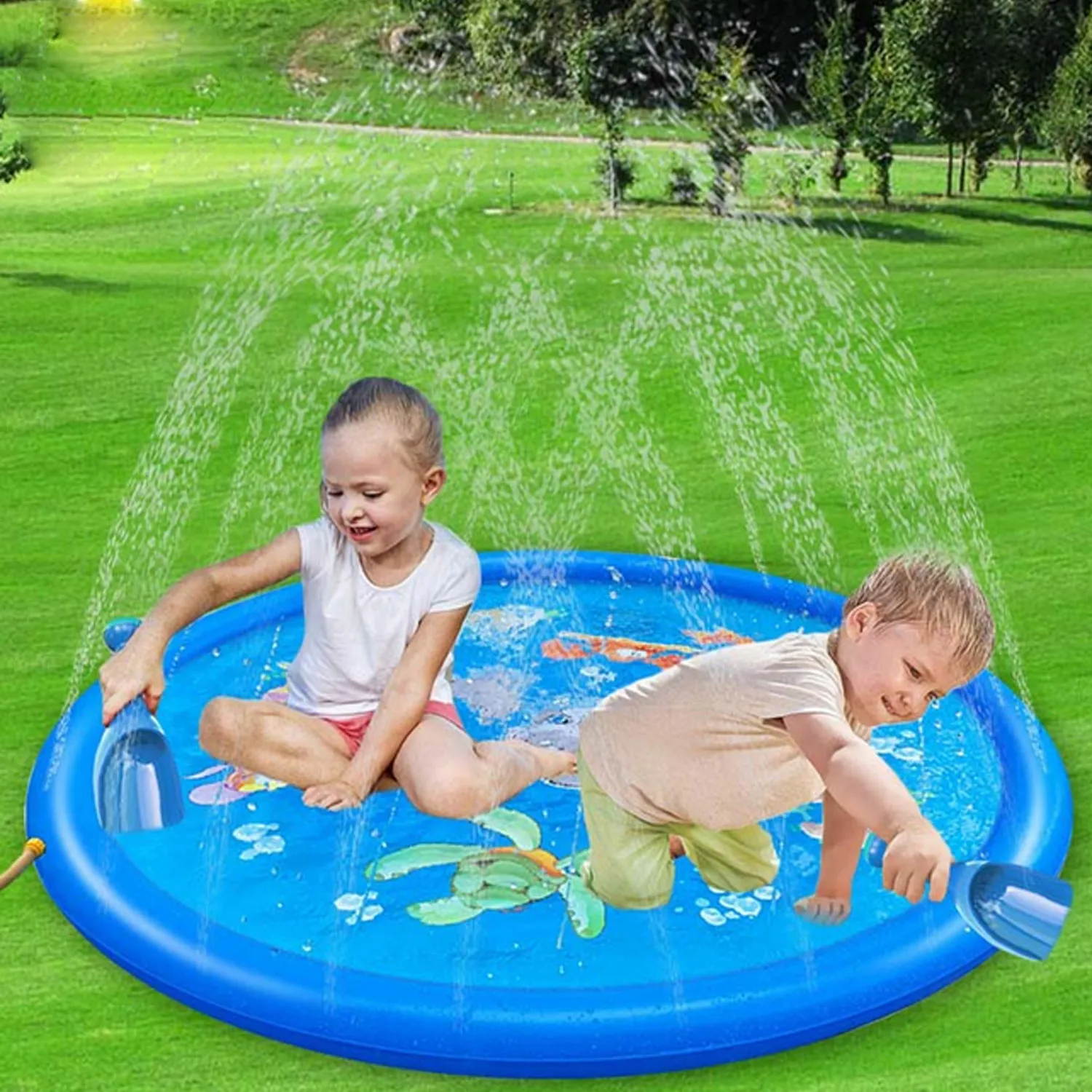 100 cm Summer Lawn Inflatable Water Spray Mat Children Game Play Mat Kids Outdoor Splash Mat For Pool Games Toy Sprinkle Mat