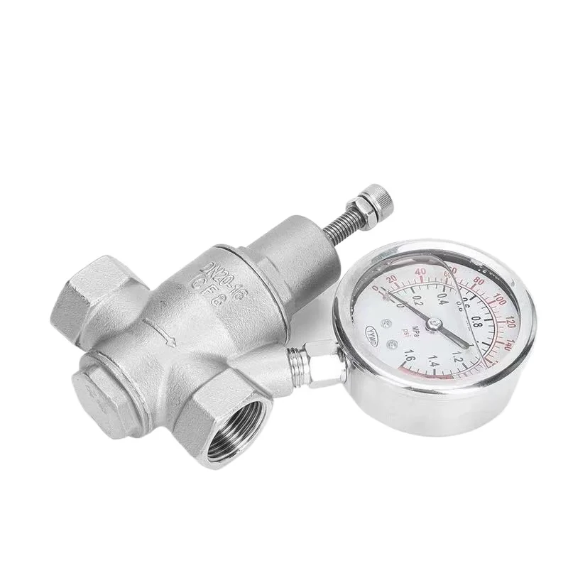 304 SS Wire Port Pressure Reducing Valve Y13X-16P with Pressure Gauge Pressure Tap Water Regulator Valve