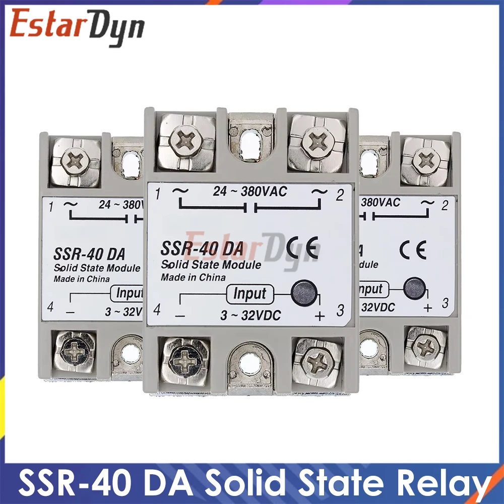 SSR-40DA Solid State Relay Module 40A DC to AC High Power Switching for Temperature Control System Industrial Automation