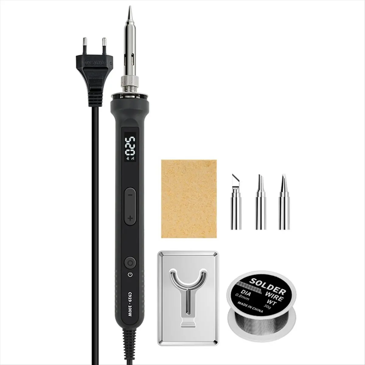 

ABFA 100W Digital Electric Soldering Iron Kit Temperature Adjustable LCD Display Solder Rework Station Black EU Plug