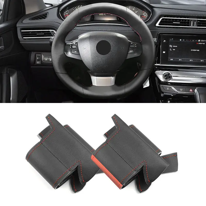 For Peugeot 308 2014 2015 2016 2017 2018 2019 2020 Car Interior Steering Wheel Cover Microfiber Leather Protective Trim