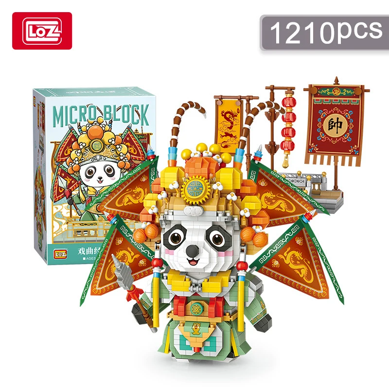 LOZ-8107 سلسلة المد الوطني حبيبات الماس الصغيرة الباندا أوبرا بكين نموذج الأسد الذكور تجميع لعبة مكعبات البناء للأطفال