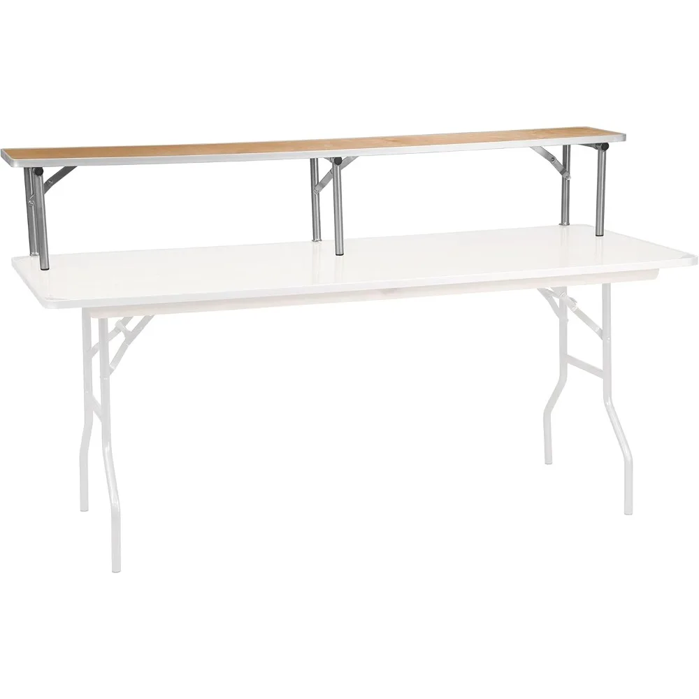 

Amara 72" x 12" x 12" Birchwood Bar Top Riser with Folding Silver Legs, Wooden Foldable and Portable Riser for Event and Bar Tab