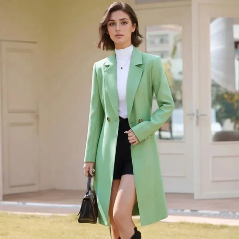 

High End Female Coat With Belt Long Slim Trench Coat For Women’S England Double Breasted Women Windbreaker Larger Size Outwear