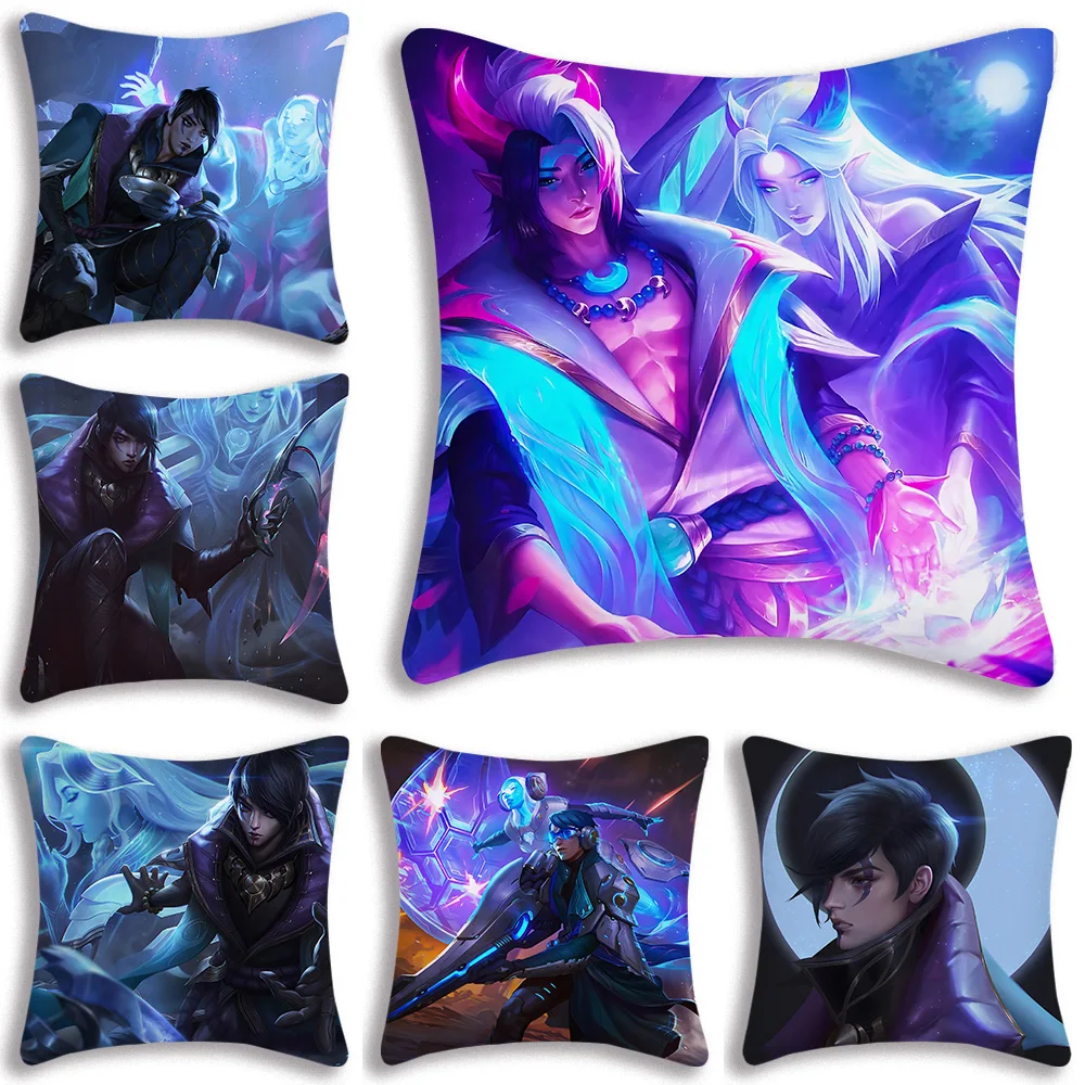 L-League of Legends A- Aphelios Pillow Covers Cartoon Sofa Decorative Home Double-sided Printing Short Plush Cute Cushion Cover