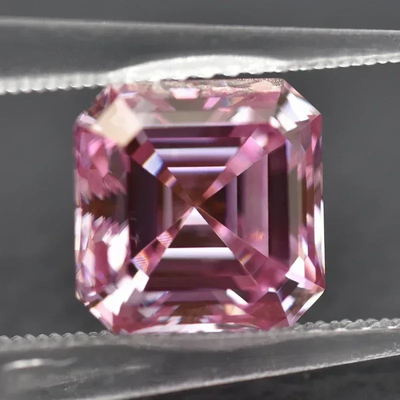 

NEW Moissanite Stone Sakura Pink Color Asscher Cut Pass Diamond Tester Gemstone Charms Jewelry Making Materials With GRA Certifi
