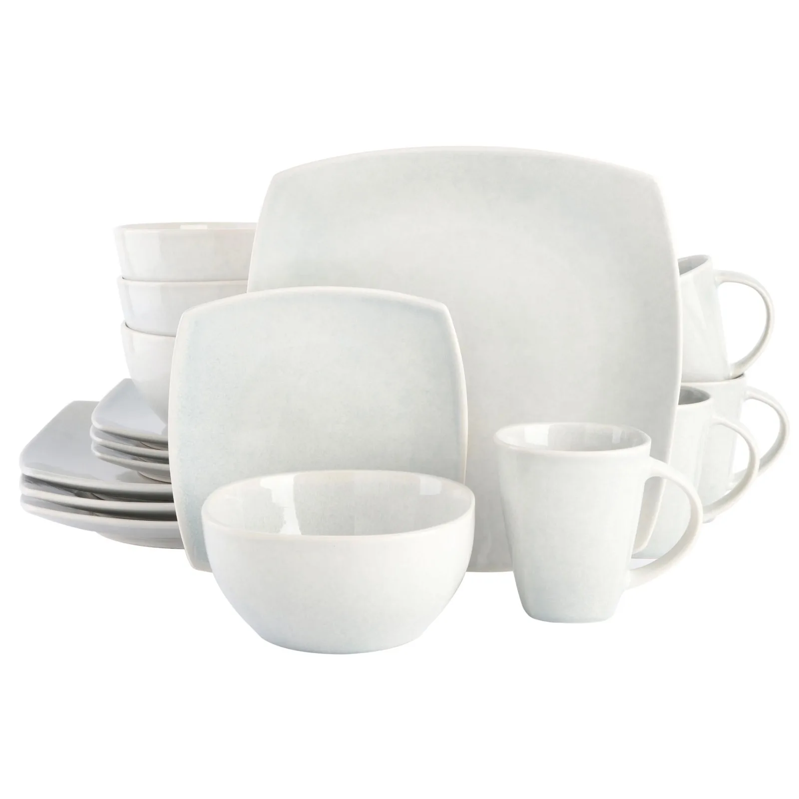 

US Gibson Soho Lounge Square 16-Piece Dinnerware Set - Stone GrayDishwasher and Microwave Safe Includes