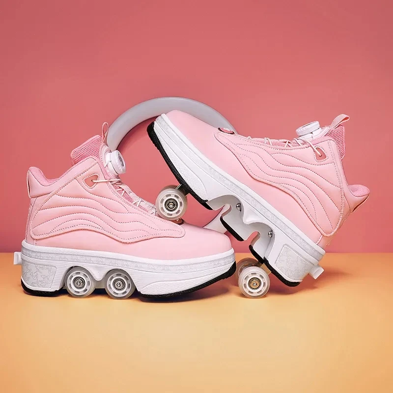 

Deformation Roller Skates 4 Wheels Skate Shoes Parkour Sports Skateboard Shoes Unisex Sneakers Children Roller Skates Kid Shoes