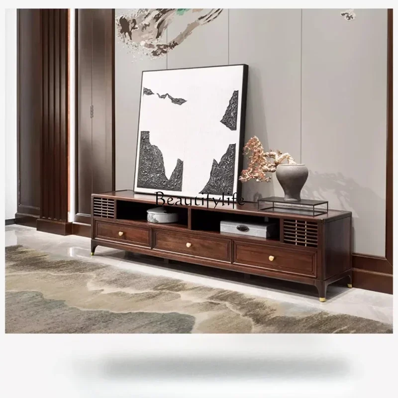 

LXNew Chinese ebony TV cabinet combination floor cabinet solid wood living room furniture