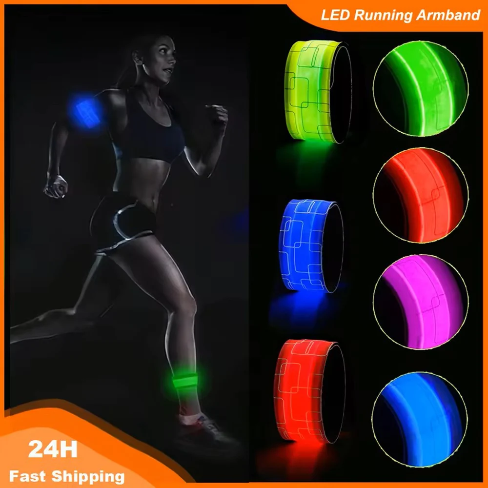 

LED Running Armband LED Wristband Cycling Safety Band with Battery, High Visibility Safety Gear for Runners Men Women Kids