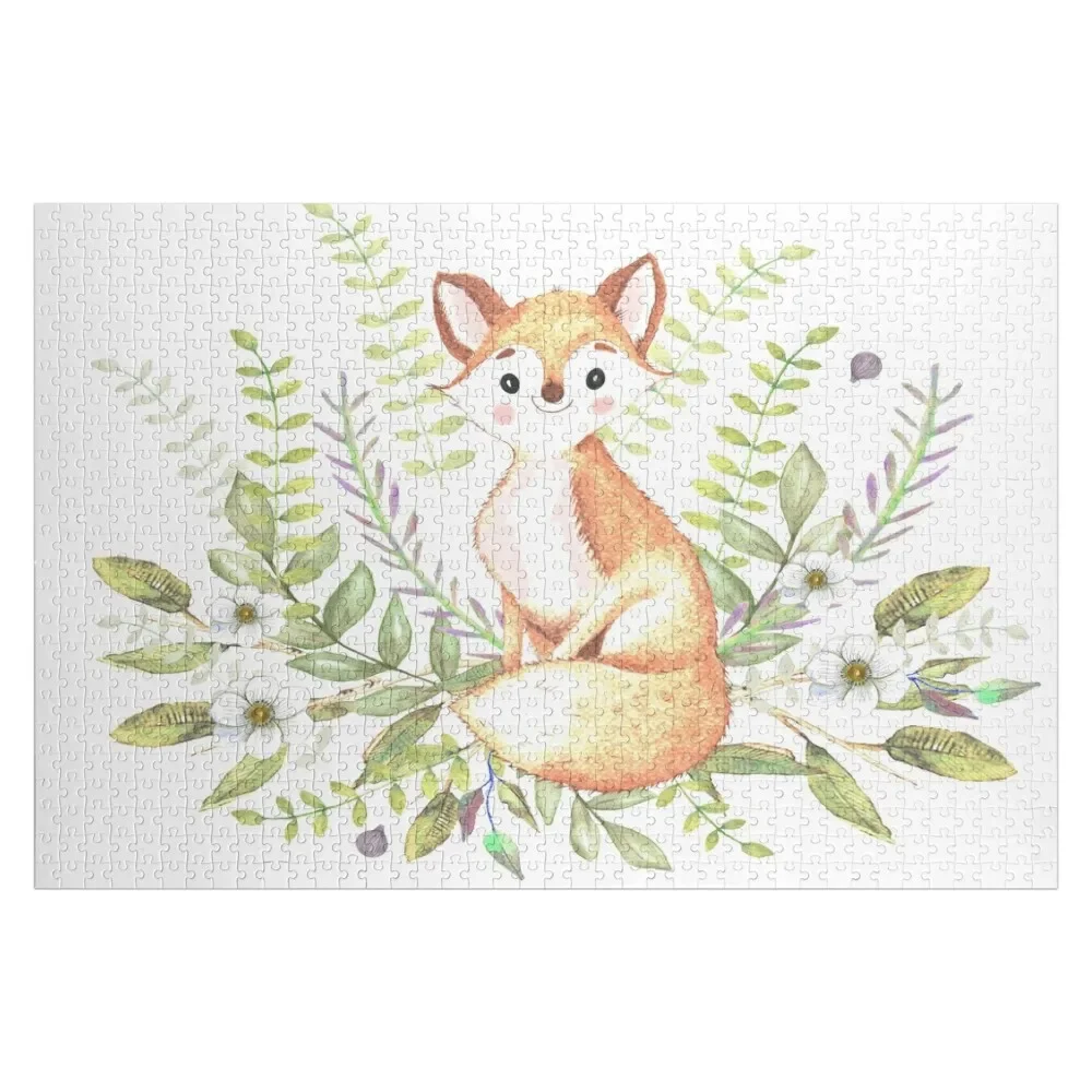 Little fox among flowers and leaves Jigsaw Puzzle Toys For Children Personalized Wooden Name Puzzle