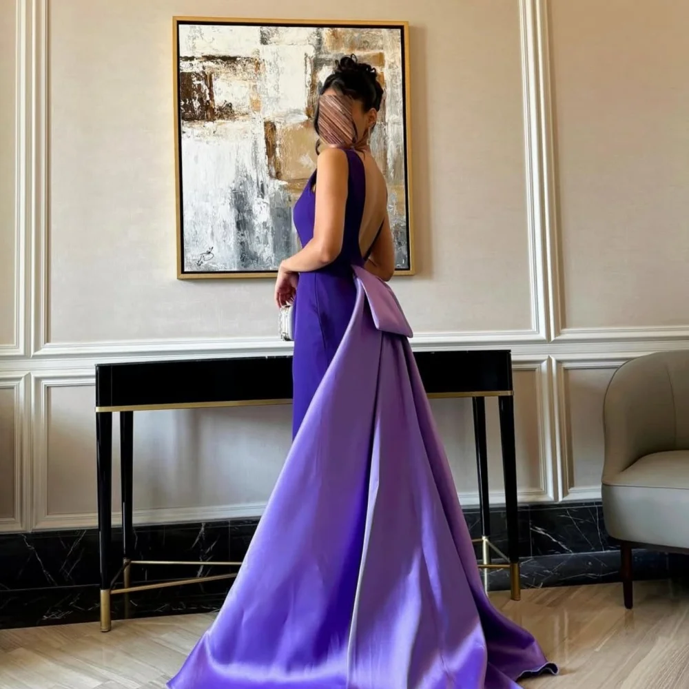 Bella Customized Purple Sleeveless Backless robes de soirée Four-Way Stretch Mermaid Party Dresses Floor-Length Prom Dress 2024